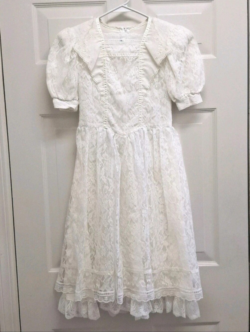 VTG Gunne Sax Jessica Mcclintock Girls Lace Dress Ivory Size 8 Flower Girl USA